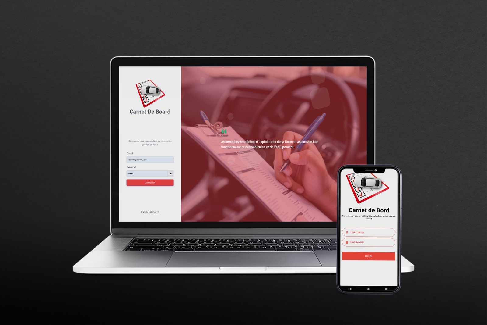 Original fleet management dashboard from Ali’s portfolio